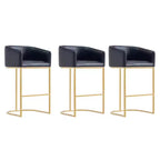 Manhattan Comfort Set of 3 Louvre Barstools Black/Titanium Gold