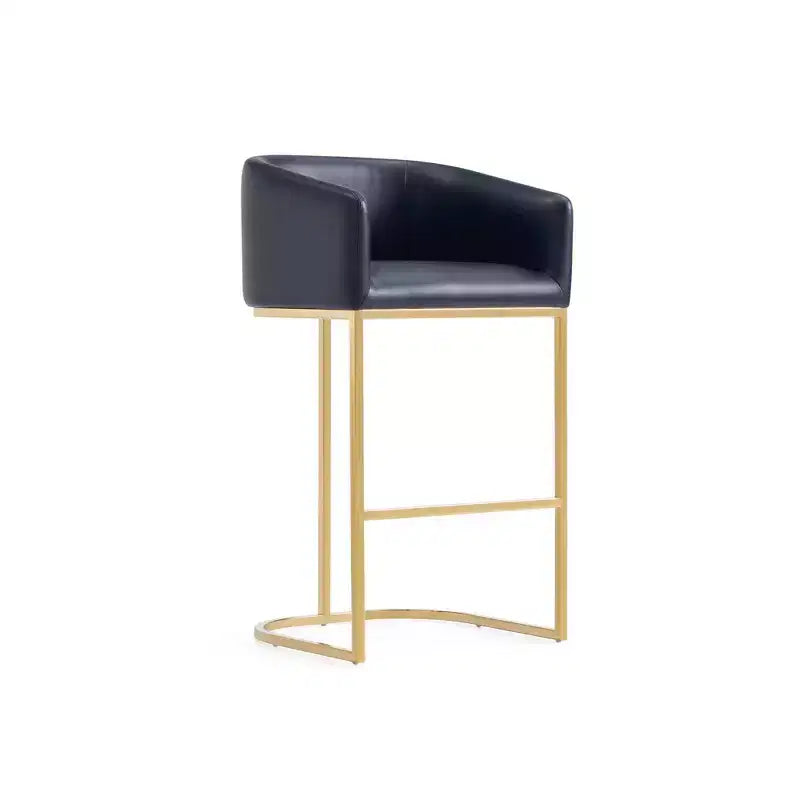 Manhattan Comfort Ensemble de 3 tabourets de bar Louvre Noir/Or Titane