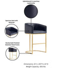 Manhattan Comfort Ensemble de 3 tabourets de bar Louvre Noir/Or Titane