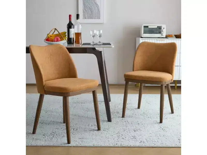Christopher Knight Home Lot de 2 chaises de salle à manger rembourrées en tissu Isaac Gingembre