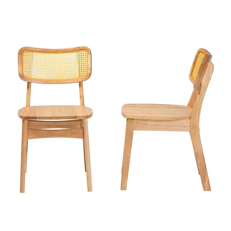 Baxton Studio Lot de 2 Chaises de Salle à Manger Tadeo en Bois et Rotin Chêne Brun/Brun Clair : Structure en bois d'hévéa, Nettoyage des taches