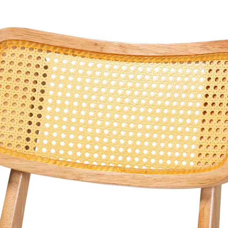 Baxton Studio Lot de 2 Chaises de Salle à Manger Tadeo en Bois et Rotin Chêne Brun/Brun Clair : Structure en bois d'hévéa, Nettoyage des taches