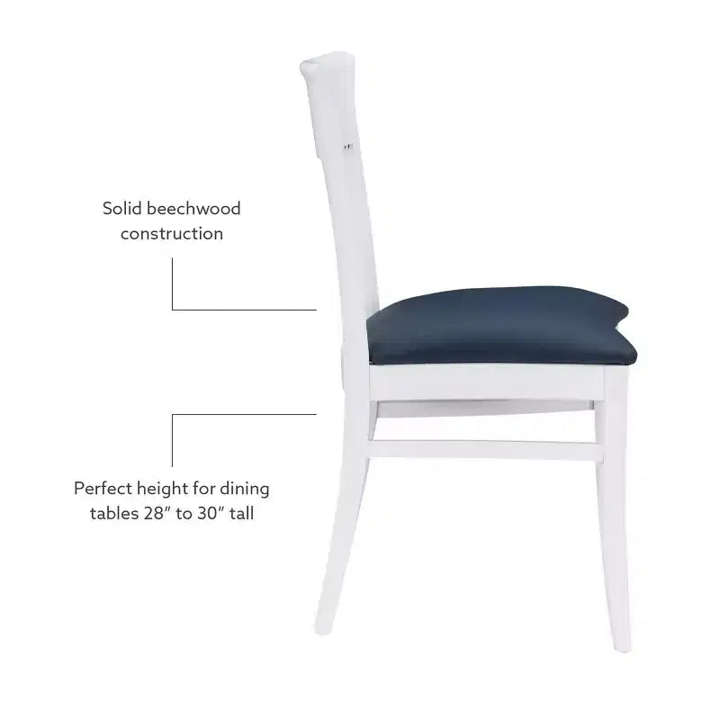 Lot de 2 chaises de salle à manger Jenny Slat Back en similicuir blanc - Linon