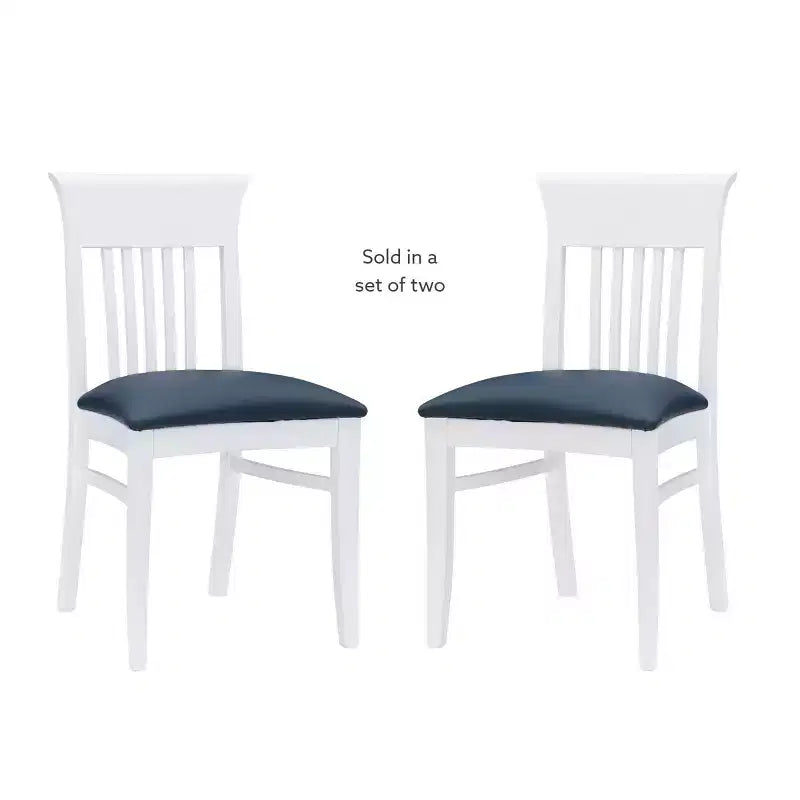 Lot de 2 chaises de salle à manger Jenny Slat Back en similicuir blanc - Linon