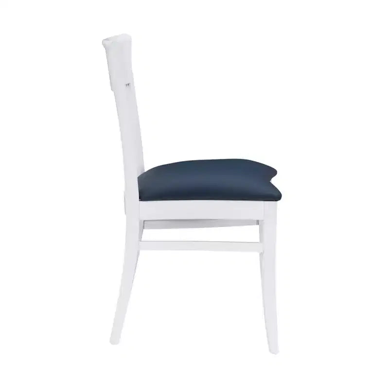 Lot de 2 chaises de salle à manger Jenny Slat Back en similicuir blanc - Linon