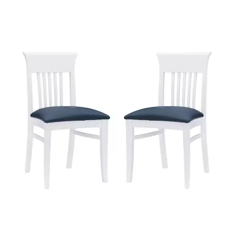 Lot de 2 chaises de salle à manger Jenny Slat Back en similicuir blanc - Linon