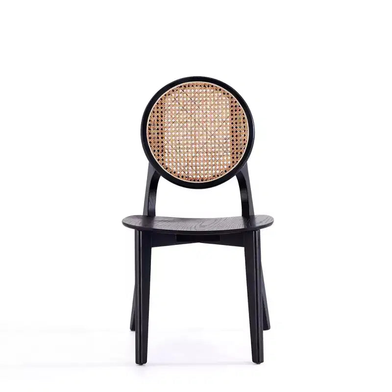 Lot de 4 chaises de salle à manger rondes Versailles noir/naturel : structure en bois de frêne, aucun assemblage requis - Manhattan Comfort