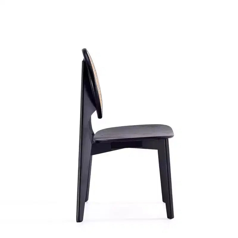 Lot de 4 chaises de salle à manger rondes Versailles noir/naturel : structure en bois de frêne, aucun assemblage requis - Manhattan Comfort