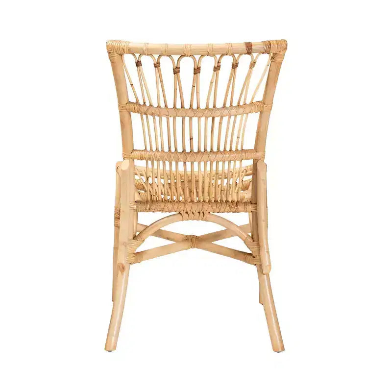 bali & pari Ammi Chaise de salle à manger naturelle/marron : fabriquée à la main, style bohème, aucun assemblage requis