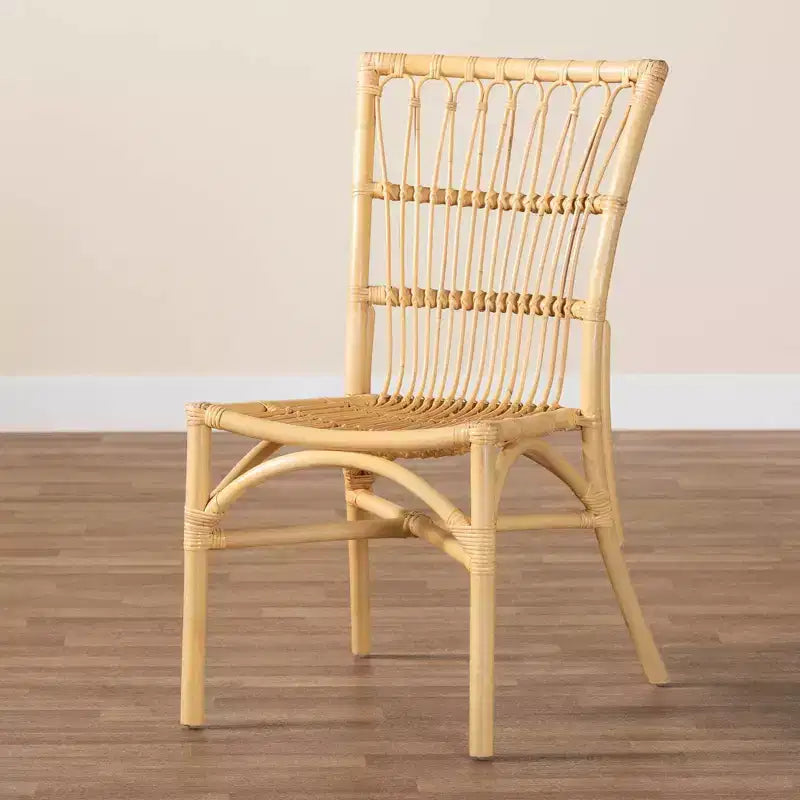 bali & pari Ammi Chaise de salle à manger naturelle/marron : fabriquée à la main, style bohème, aucun assemblage requis