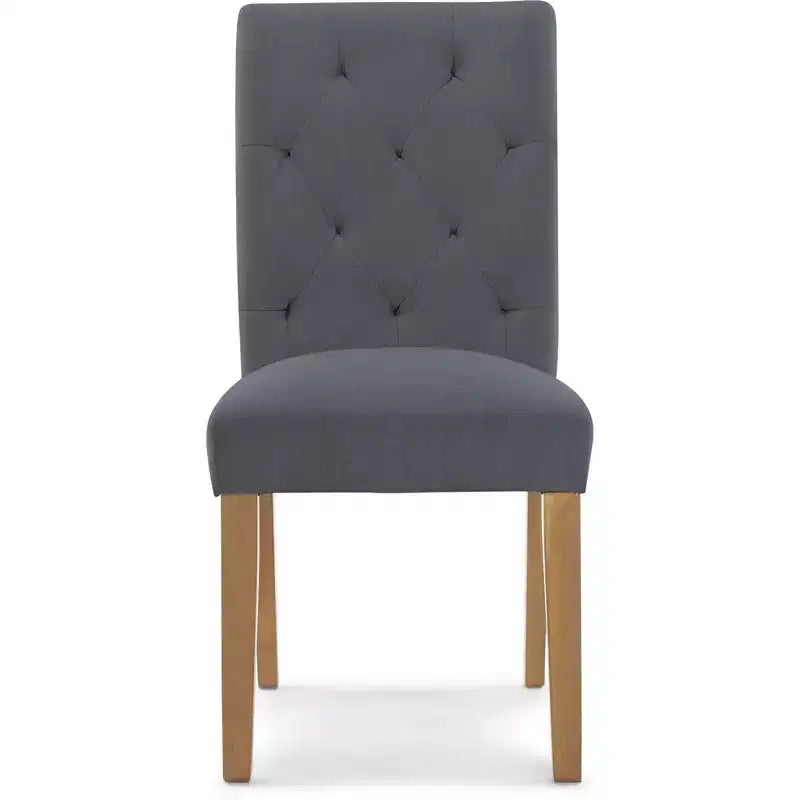 Lot de 2 chaises de salle à manger capitonnées Westport grises - Finch : charme campagnard, sans accoudoirs, pieds en bois