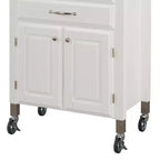 Home Styles Petit chariot de cuisine Dolly Madison avec plateau naturel, blanc cassé : Rangement mobile, cadre en bois dur, 2 tiroirs et portes