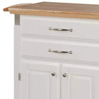 Home Styles Petit chariot de cuisine Dolly Madison avec plateau naturel, blanc cassé : Rangement mobile, cadre en bois dur, 2 tiroirs et portes