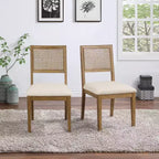 Set of 2 Alaina Dining Chairs Linen - OSP Home Furnishings: Rubberwood Frame, Cane Back, Polyester Upholstery
