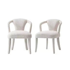 Lot de 2 chaises de salle à manger modernes rembourrées en tweed Palmer Manhattan Comfort Ivoire