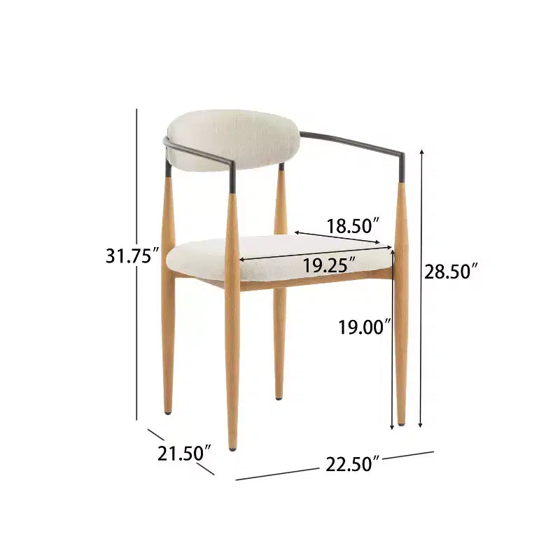Christopher Knight Home Ensemble de 2 chaises de salle à manger Eva modernes en fer rembourré avec dossier ouvert incurvé Beige/Marron clair