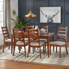 Lot de 2 chaises de salle à manger Lydon en bois de noyer/gris clair Lifestorey : style moderne du milieu du siècle, structure en bois d'hévéa, revêtement en lin