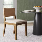 Chaise de salle à manger Nathan James Linus en similicuir marron
