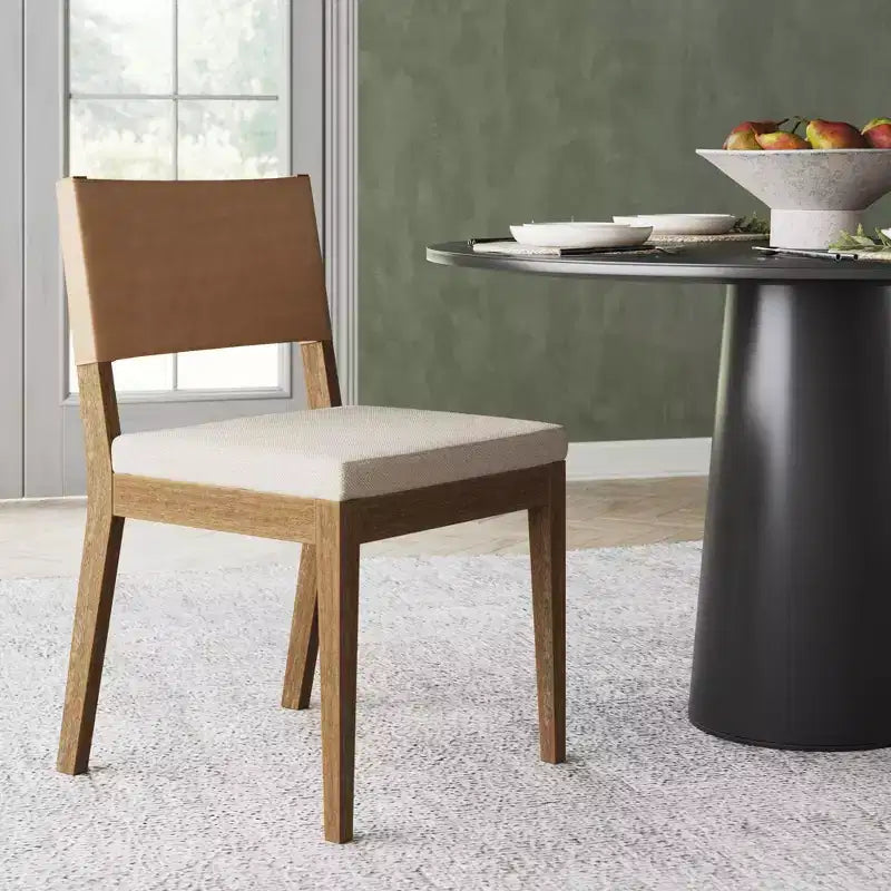 Chaise de salle à manger Nathan James Linus en similicuir marron
