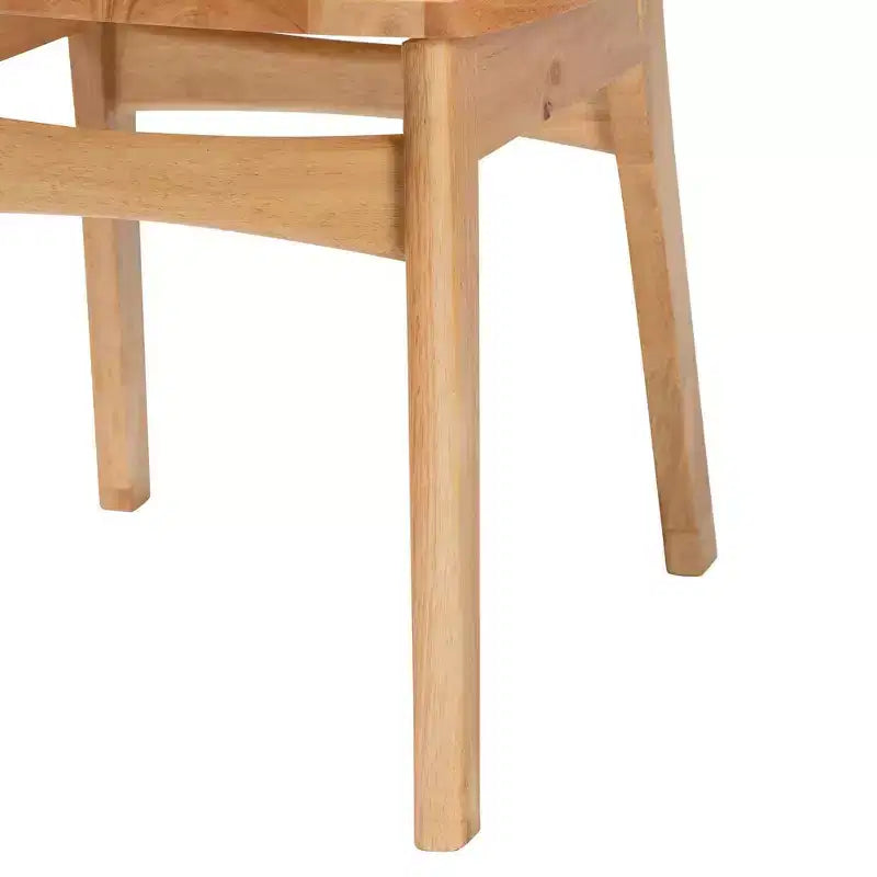 Baxton Studio Lot de 2 chaises de salle à manger Nenet en bois et rotin chêne marron/marron clair : style milieu de siècle, dossier en croissant, pieds inclinés