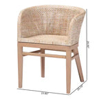 Chaise de salle à manger en rotin bali & pari Papua : Structure en acajou, design bohème, dossier arrondi