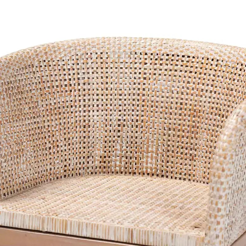 Chaise de salle à manger en rotin bali & pari Papua : Structure en acajou, design bohème, dossier arrondi