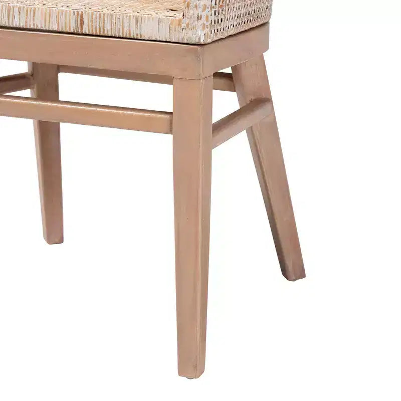 Chaise de salle à manger en rotin bali & pari Papua : Structure en acajou, design bohème, dossier arrondi