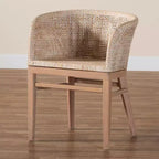 Chaise de salle à manger en rotin bali & pari Papua : Structure en acajou, design bohème, dossier arrondi