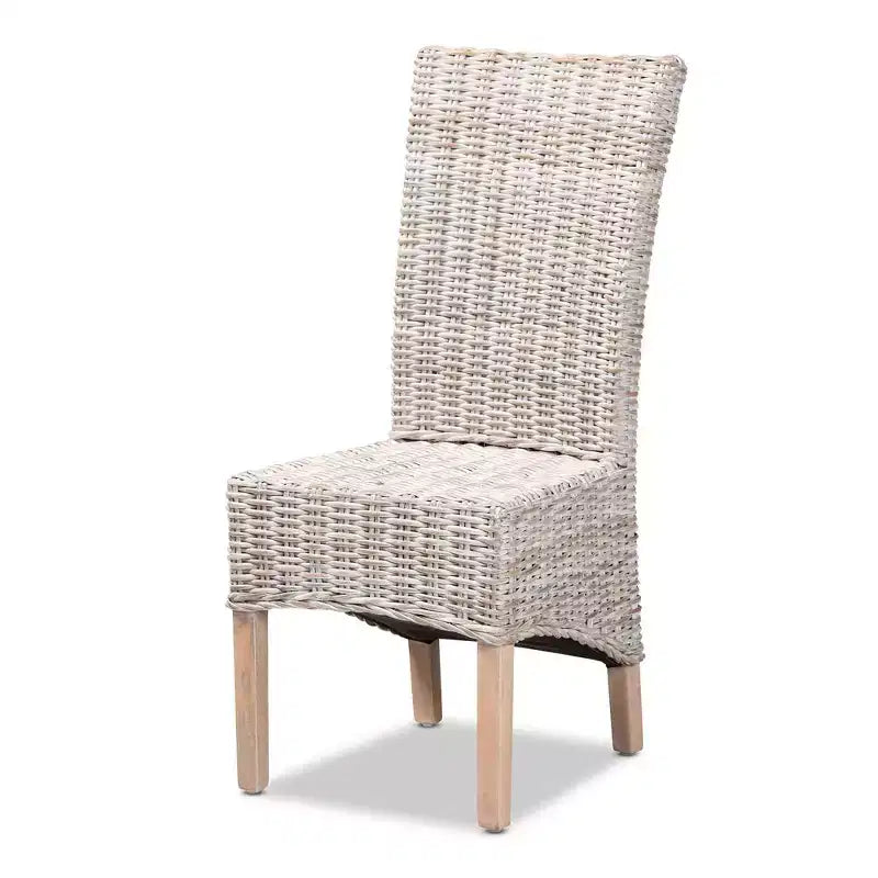 Chaise de salle à manger Trianna en rotin et bois Blanc/Marron - Bali & Pari : Fabriquée en Indonésie, Aucun assemblage requis