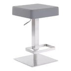 Kaylee Adjustable Faux Leather Metal Swivel Barstool: Brushed Stainless Steel, Footrest - Armen Living