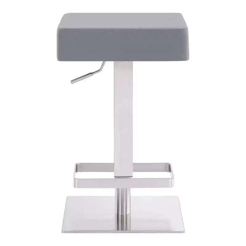 Tabouret de bar pivotant Kaylee en similicuir et métal : Acier inoxydable brossé, repose-pieds - Armen Living