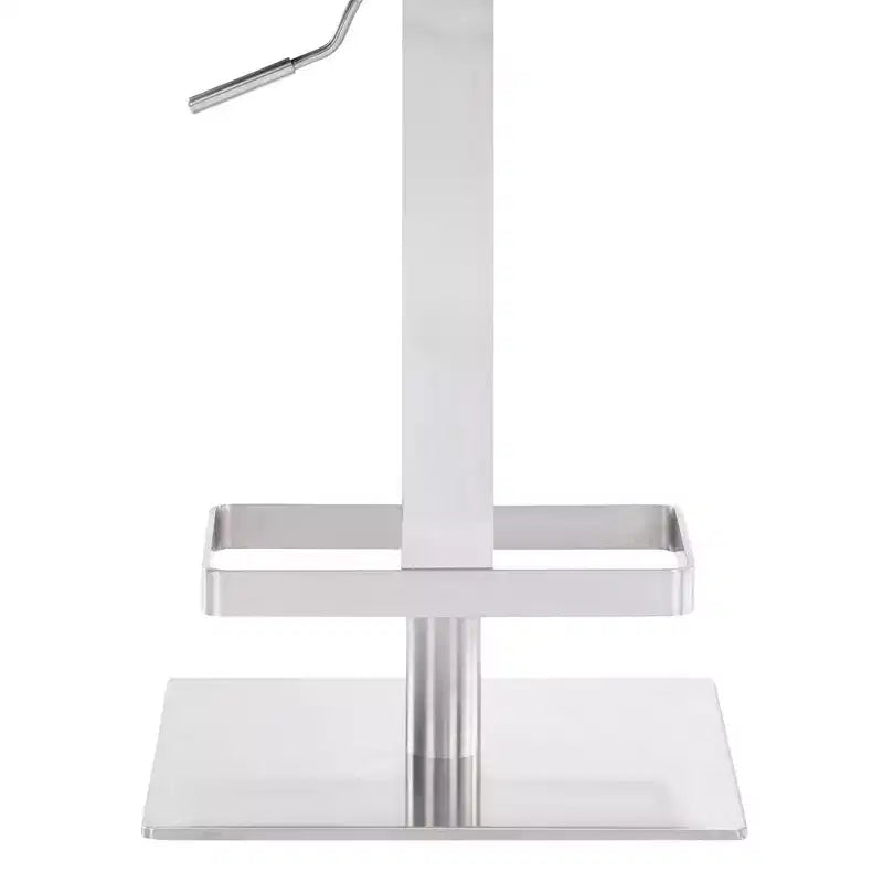 Tabouret de bar pivotant Kaylee en similicuir et métal : Acier inoxydable brossé, repose-pieds - Armen Living