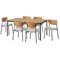 Lifestorey 7pc Jari Mid Century Modern Rectangular Dining Set Oak/Black