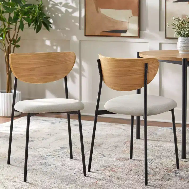 Ensemble de salle à manger rectangulaire 7 pièces Jari Mid Century Modern Lifestorey Chêne/Noir