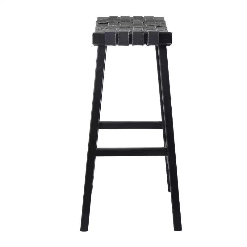 Tabouret de bar rustique en bouleau noir - Olivia & May : Hauteur fixe 76 cm, cadre en bois, nettoyage localisé