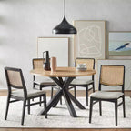 Lifestorey Ensemble de salle à manger 5 pièces Gilcrest Mid-Century Moderne 45,25" rond Noir/Naturel
