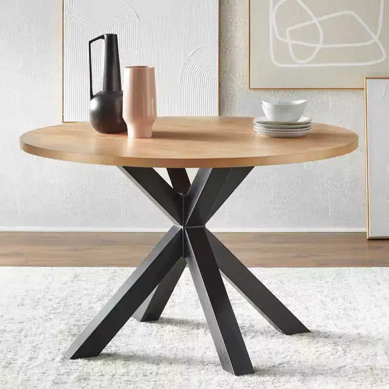 Lifestorey Ensemble de salle à manger 5 pièces Gilcrest Mid-Century Moderne 45,25" rond Noir/Naturel