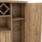 Winding Oaks Farmhouse Meuble à vin à croisillons 4 bouteilles Chêne clair - miBasics : Buffet de rangement avec étagères réglables