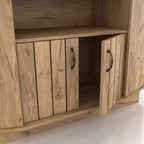 Winding Oaks Farmhouse Meuble à vin à croisillons 4 bouteilles Chêne clair - miBasics : Buffet de rangement avec étagères réglables