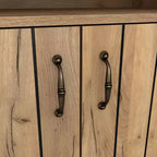 Winding Oaks Farmhouse Meuble à vin à croisillons 4 bouteilles Chêne clair - miBasics : Buffet de rangement avec étagères réglables