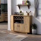 Winding Oaks Farmhouse Meuble à vin à croisillons 4 bouteilles Chêne clair - miBasics : Buffet de rangement avec étagères réglables