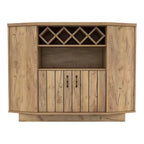 Winding Oaks Farmhouse Meuble à vin à croisillons 4 bouteilles Chêne clair - miBasics : Buffet de rangement avec étagères réglables