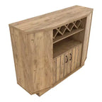 Winding Oaks Farmhouse Meuble à vin à croisillons 4 bouteilles Chêne clair - miBasics : Buffet de rangement avec étagères réglables