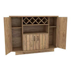 Winding Oaks Farmhouse Meuble à vin à croisillons 4 bouteilles Chêne clair - miBasics : Buffet de rangement avec étagères réglables