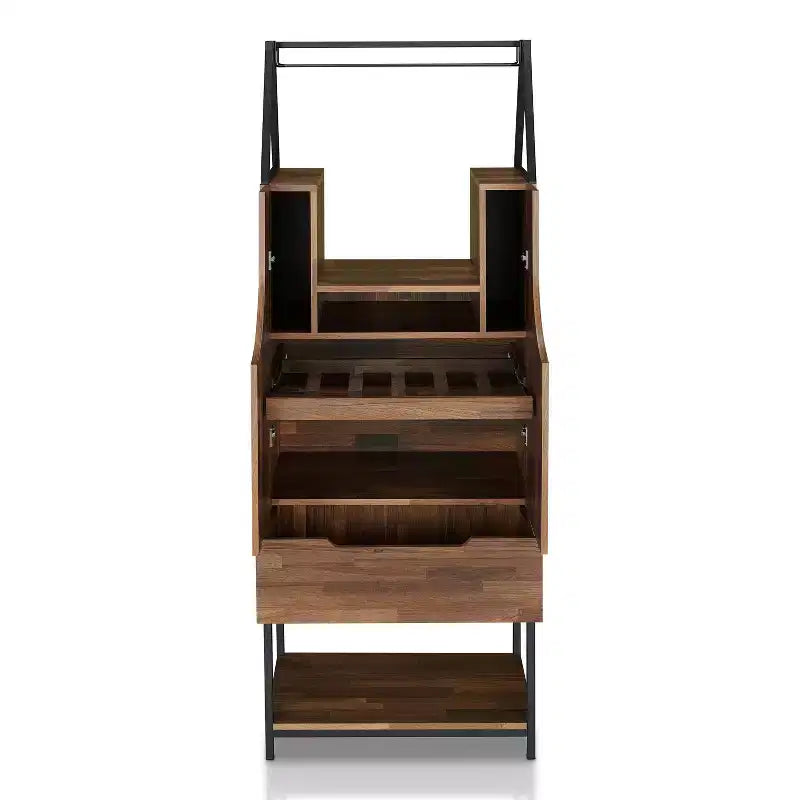Meuble de rangement pour vins à usages multiples Meluse 24/7 Shop At Home, hickory clair : Buffet de salle à manger élégant, bar et rangement de cave à vin