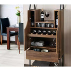 Meuble de rangement pour vins à usages multiples Meluse 24/7 Shop At Home, hickory clair : Buffet de salle à manger élégant, bar et rangement de cave à vin