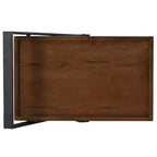 Desserte de bar de ferme rustique à 4 roulettes Dafred, en bois brun foncé et bronze foncé – Powell : chariot de service d'intérieur à étagères fixes