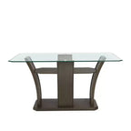 Table à hauteur de comptoir rectangulaire Simms Noyer - Picket House Furnishings : Plateau en verre, milieu du siècle moderne, 4 places