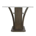 Table à hauteur de comptoir rectangulaire Simms Noyer - Picket House Furnishings : Plateau en verre, milieu du siècle moderne, 4 places
