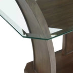 Table à hauteur de comptoir rectangulaire Simms Noyer - Picket House Furnishings : Plateau en verre, milieu du siècle moderne, 4 places